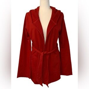 LUCKY BRAND Tie Waist Sweater Jacket RED